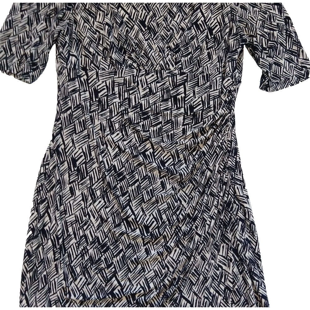 Lauren Ralph Lauren V Neck Sheath Dress Size 14 Blue White Surplice Half Sleeve - Picture 4 of 9